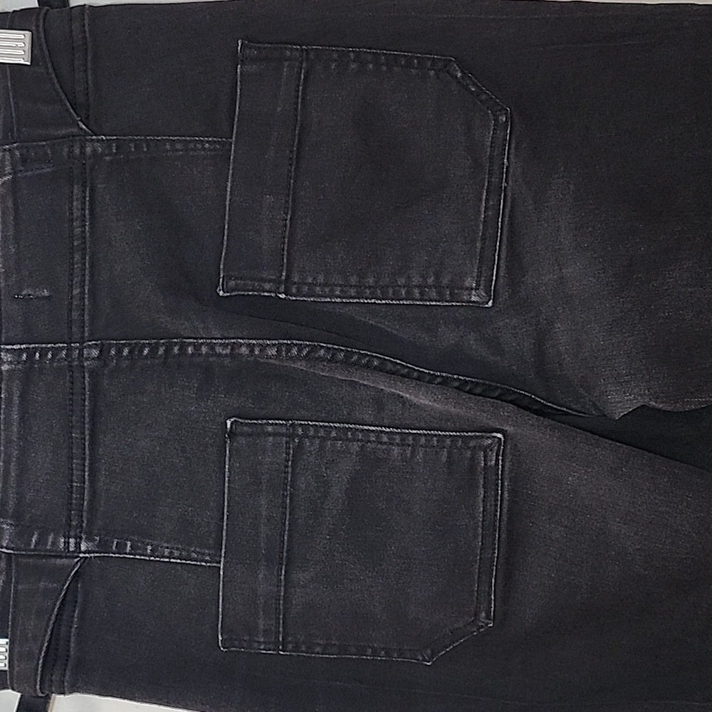 Anthropologie  Patch Pocket Pilcro The Icon Wide Leg Flare Jeans Black  28 - Picture 14 of 16